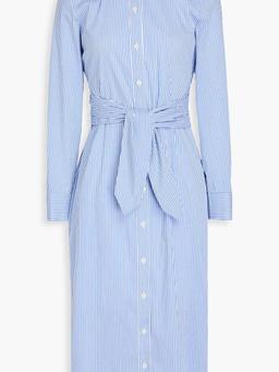 Striped stretch-cotton poplin midi shirt dress