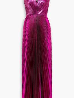 Pleated metallic lamé gown