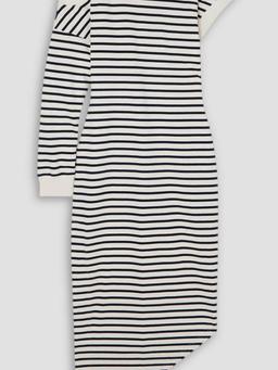 Asymmetric striped cotton-jersey dress