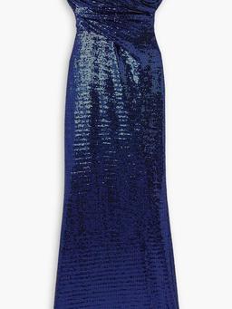 Off-the-shoulder sequined stretch-jersey gown