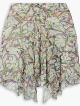 Lysea printed silk-crepon mini skirt