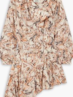 Tharya asymmetric printed silk crepe de chine mini dress