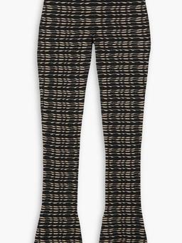 Belted jacquard-knit flared pants