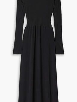 Tulle-paneled stretch-jersey maxi dress