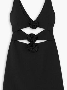 Appliquéd cutout wool-blend mini dress