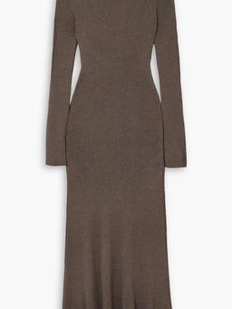 Open-back ribbed mulberry silk-blend maxi dress