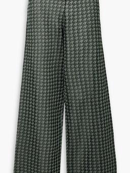 Metallic houndstooth jacquard-knit wide-leg pants