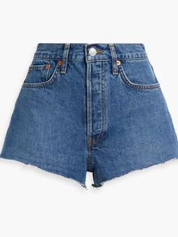 Frayed denim shorts