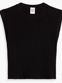 Cropped ribbed hemp-blend jersey tank