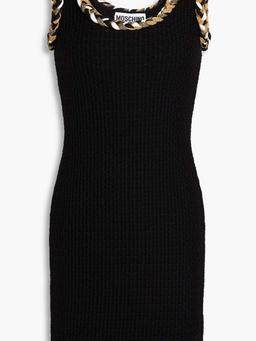 Metallic waffle-knit wool mini dress