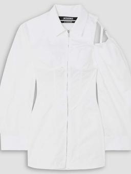 Galliga cutout cotton-blend poplin mini shirt dress