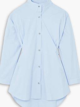 Gathered cotton-poplin mini shirt dress
