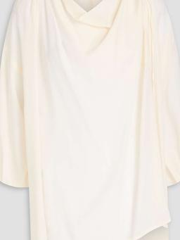 Draped silk crepe de chine blouse