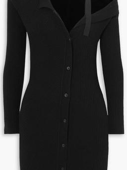 Colin asymmetric ribbed wool-blend mini dress