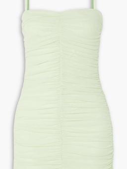 Vendue ruched stretch-tulle mini dress