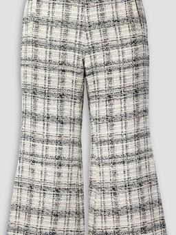Cropped checked cotton-blend bouclé flared trousers