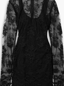 Embroidered tulle mini dress