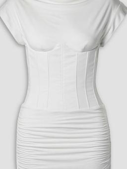 Ruched stretch-jersey mini dress