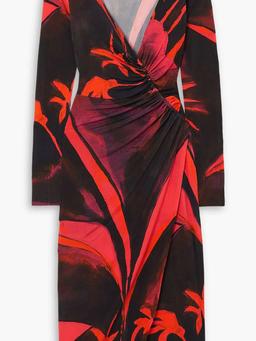 Summer Solstice wrap-effect printed stretch-jersey midi dress