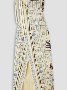 Simone Tinaja strapless floral-print linen maxi wrap dress