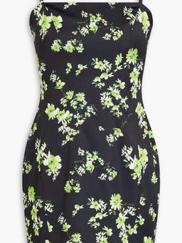 Floral-print satin-jersey mini dress