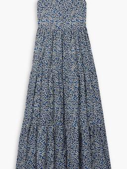 Tiered floral-print cotton-poplin maxi dress