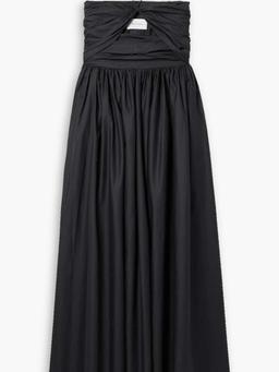 Cutout gathered cotton-poplin halterneck maxi dress