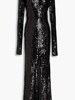 Sequined stretch-mesh maxi dress