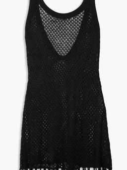 Emma fringed open-knit mini dress