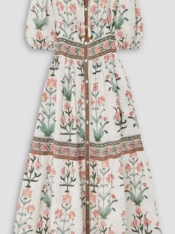 Camilla pleated floral-print linen maxi dress