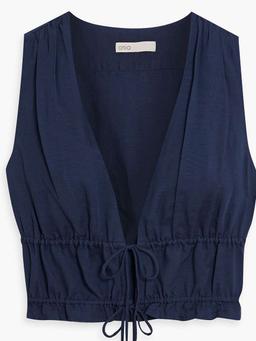 Cropped linen and Lyocell-blend top