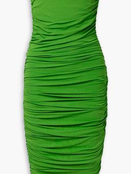 Strapless ruched stretch-jersey dress
