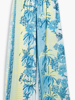 Jade floral-print cotton-voile wide-leg pants