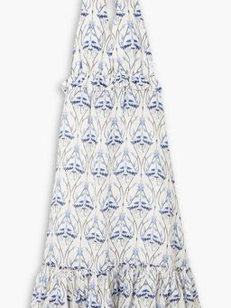Saba Cometa ruffled printed linen halterneck midi dress