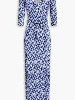 Abigail printed silk-jersey maxi wrap dress