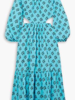 Carmen open-back printed cotton-poplin maxi dress