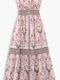 Ari pleated floral-print linen midi dress