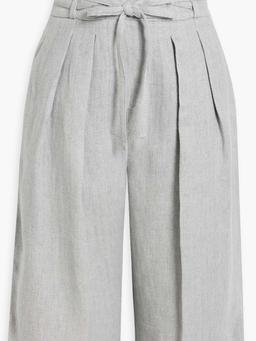 Metallic herringbone linen-blend shorts