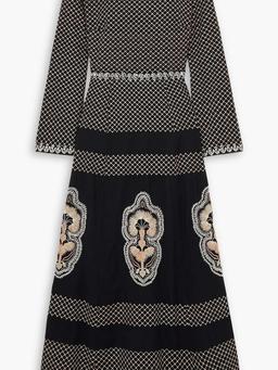 Tracey embroidered linen and cotton-blend midi dress