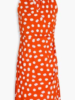 Tawnia wrap-effect printed jersey halterneck mini dress