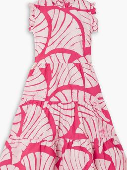 Ruffled tiered printed cotton mini dress