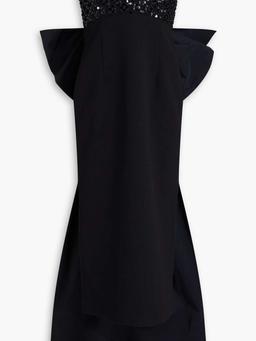 Marie strapless bow-detailed embellished crepe midi dress