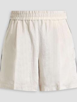 Pleated crinkled crepe-satin shorts