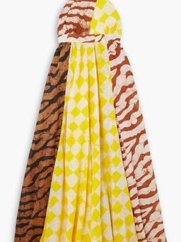 Printed cotton-voile halterneck maxi dress