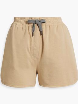 Bead-embellished French cotton-terry shorts