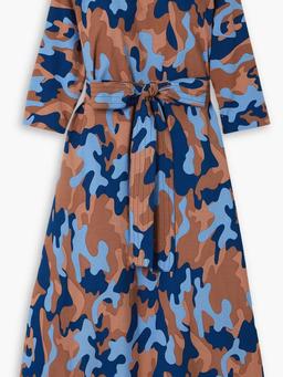 Belted camouflage-print cotton-poplin midi dress