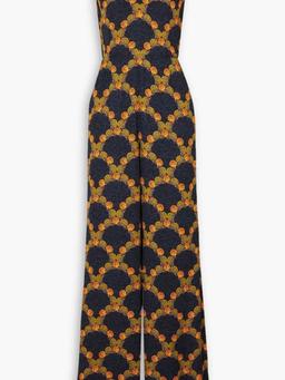 Claudia twist-front printed crepe wide-leg jumpsuit