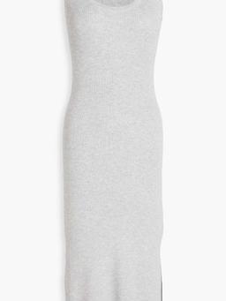 Ribbed silk and wool-blend midi dress