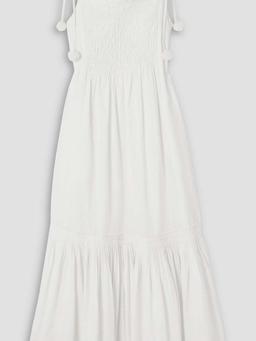 Willa smocked pleated cotton-poplin midi dress