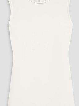 Bead-embellished silk-blend crepe top
